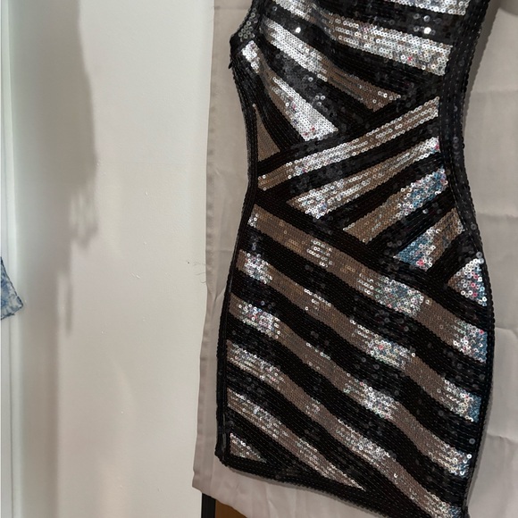 bebe Striking Black and Silver Sequin Mini Dress - Picture 8 of 8